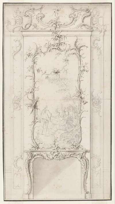Progetto per un pannello murale con camino da Johann August Nahl